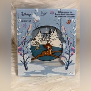 Disney Loungefly 3'' Collector Box Pin - Bambi Snow Day -Ice Skating NEW LE 1500